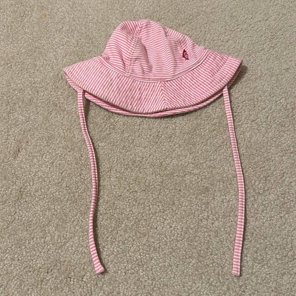 zutano pink striped bucket hat